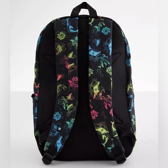 Hurley Aerial Black Multi Shark Sea Life Laptop Backpack NWT - Picture 4 of 5